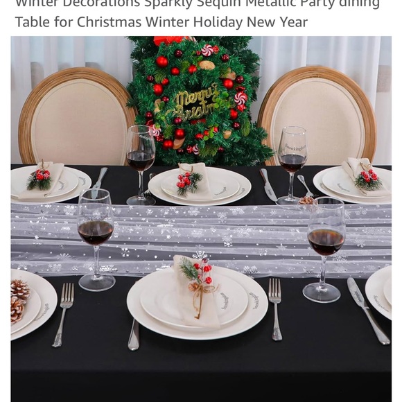 Snowflake Runner Silver 120 Inch Sheer Chiffon Gauze Runner, Winter Decoration - Picture 7 of 14